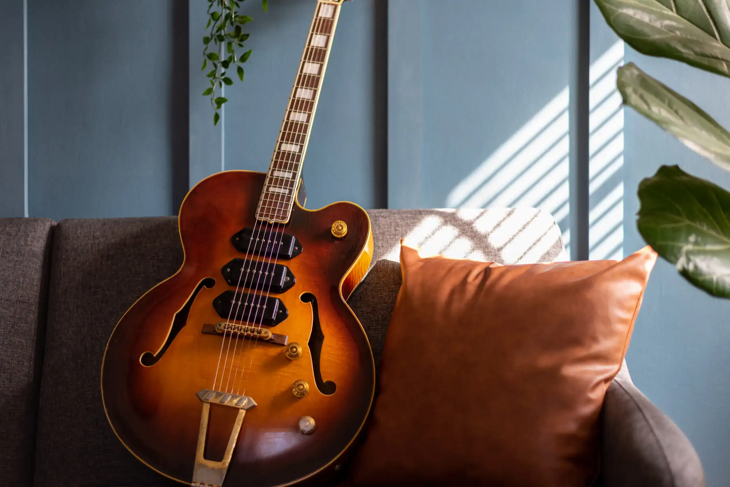 Vintage Jazz Guitar on Sofa